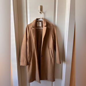 Abercrombie & Fitch Women's Camel Tan Wool-Blend Single-Breasted Coat